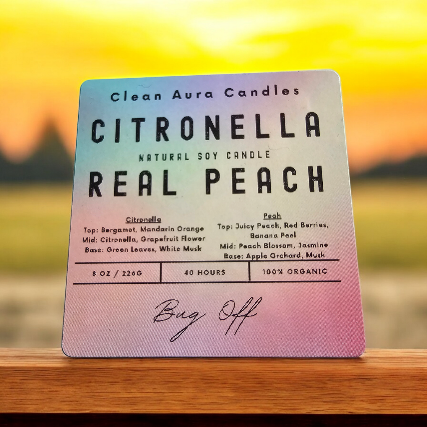 Soy Wax Candle Clean Citronella & Citrus Sage Scent, Bug-Repellent, Perfect for Outdoors & Travel