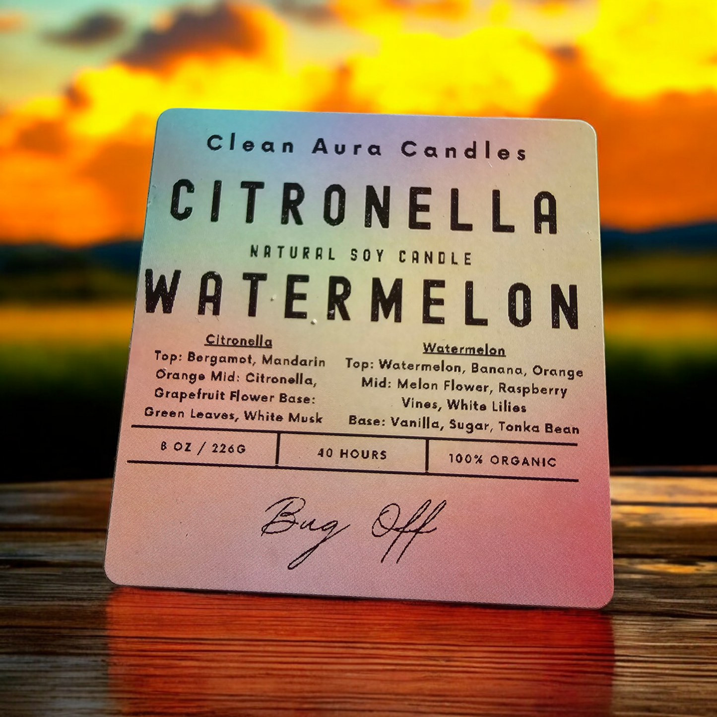 Scented Soy Wax Citronella Candle Metal Tin, Cotton Wick, Non-Toxic Scents Peach, Watermelon, Apple - 'Let's Play Outside' with Mountain