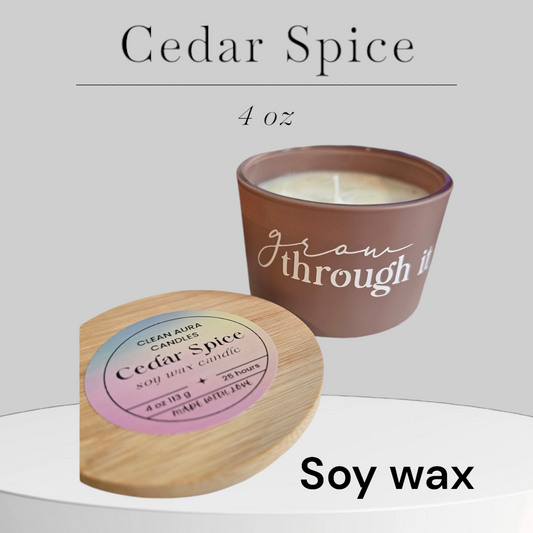 Mini 4 oz Soy wax candle Scened Cedar Spice Muave Jar