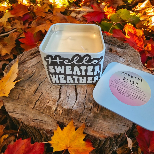 Hello Sweater Weather Scented Soy Wax Candle 8 oz